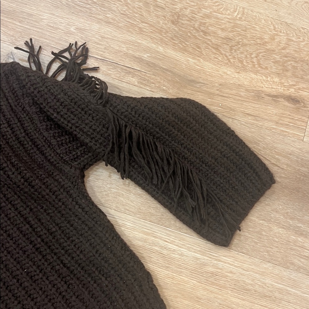 Brown Fringe mock neck sweater - Picture 2 of 5
